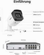 ANNKE H500 3K PoE Überwachungskamera Set Aussen, 8X 3K PoE Kamera mit Mic, 8CH H.265+ 2TB HDD NVR für 24/7 Videoüberwachung, KI Personen-/Fahrzeugerkennung, IP67 Wasserfest, Farbige Nachtsicht