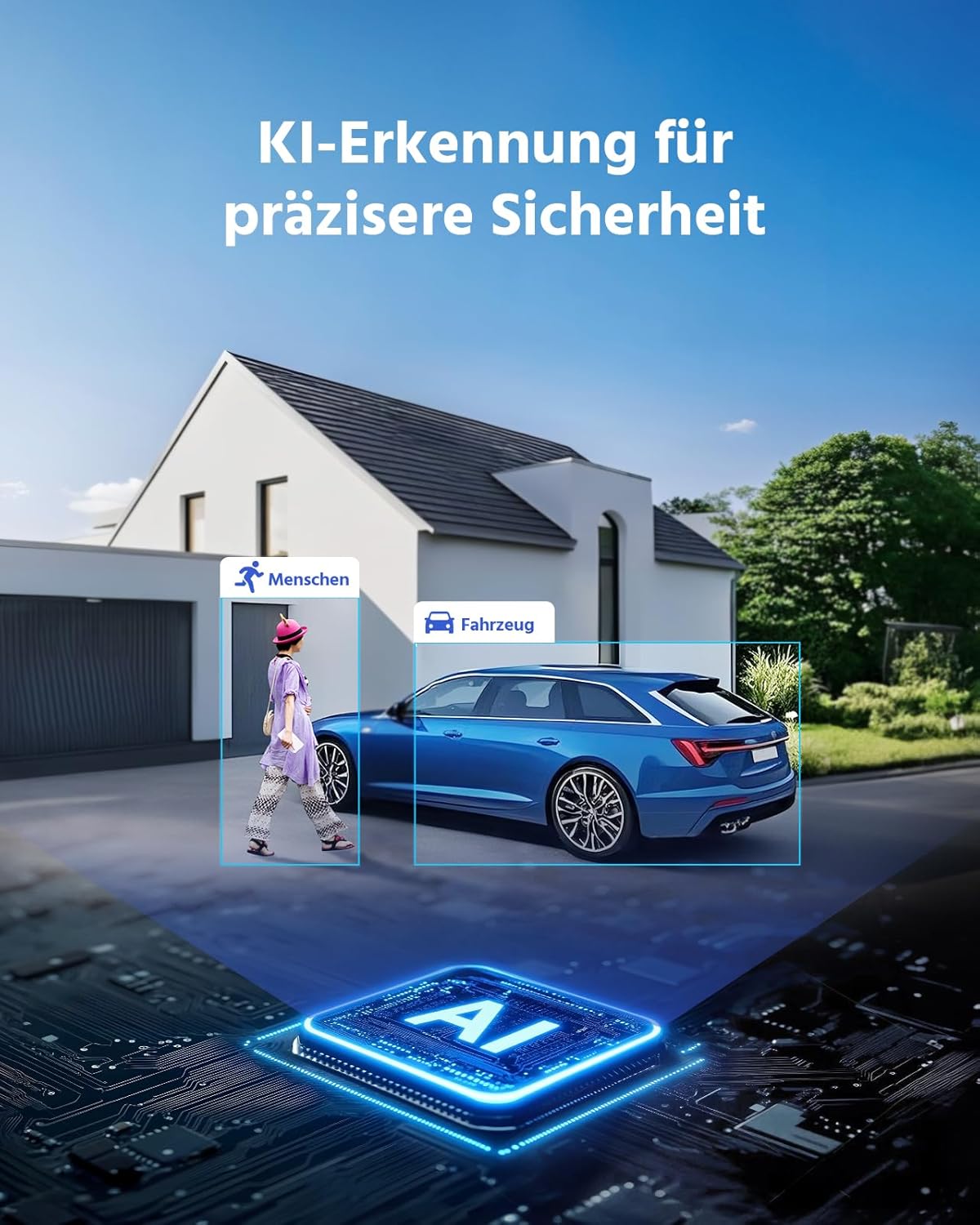 ANNKE H500 3K PoE Überwachungskamera Set Aussen, 8X 3K PoE Kamera mit Mic, 8CH H.265+ 2TB HDD NVR für 24/7 Videoüberwachung, KI Personen-/Fahrzeugerkennung, IP67 Wasserfest, Farbige Nachtsicht