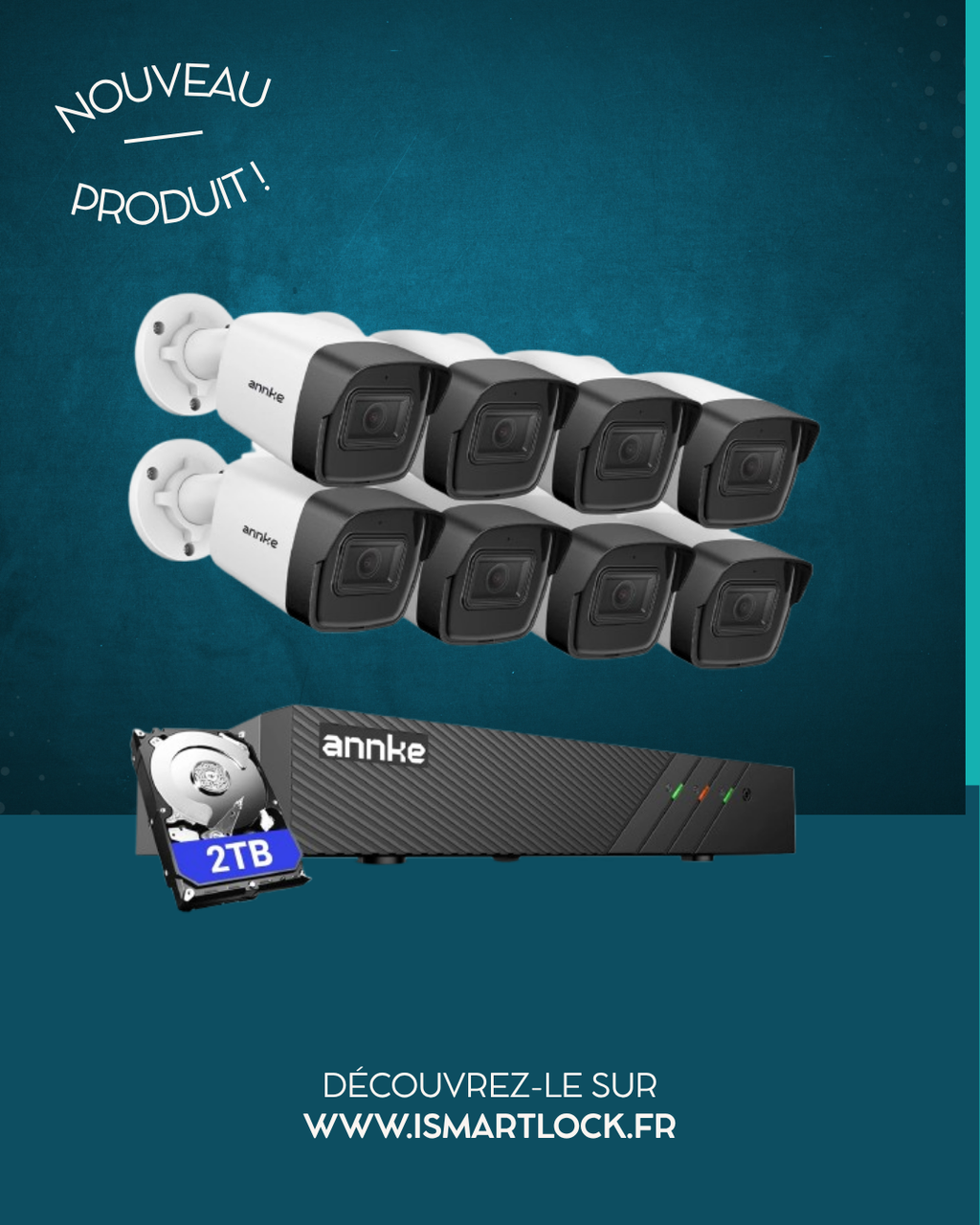 Système de Vidéosurveillance PoE 3K Super HD avec Caméras IP Étanches