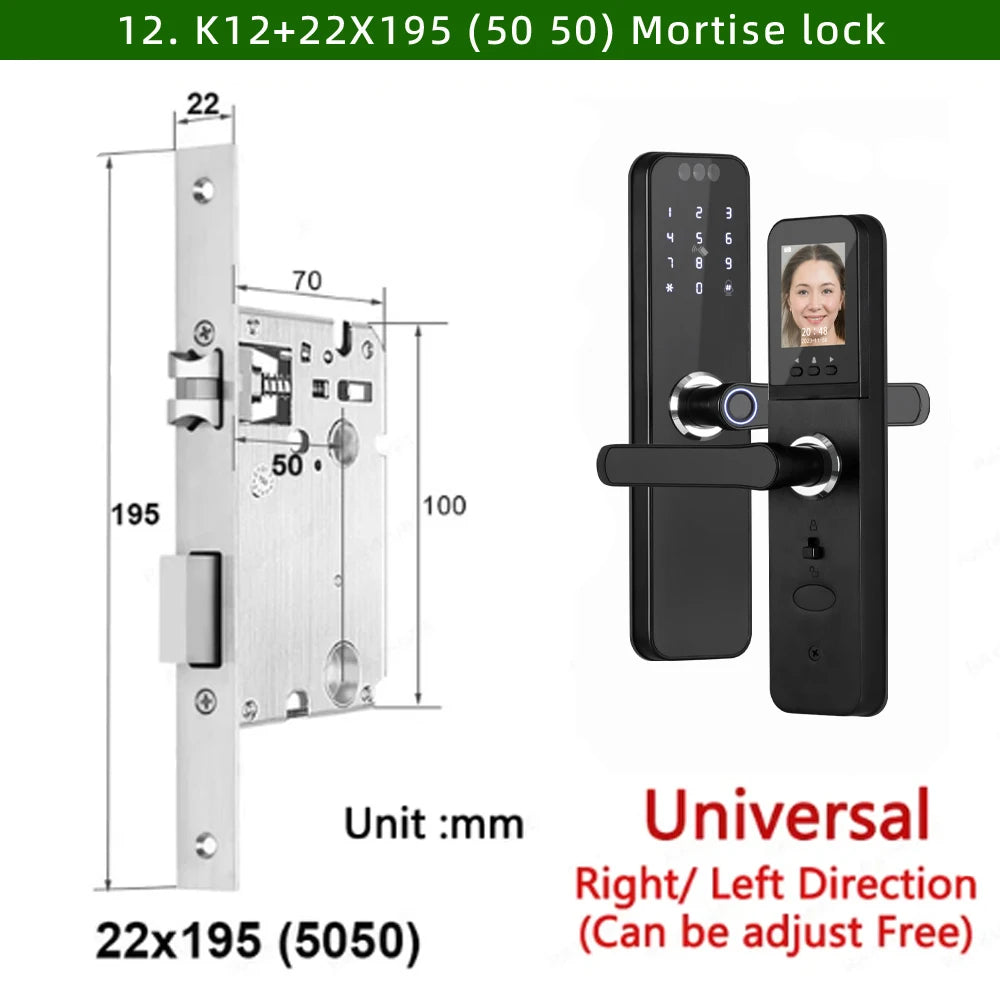 Serrure connectée intelligente WiFi – Reconnaissance faciale 3D, empreinte