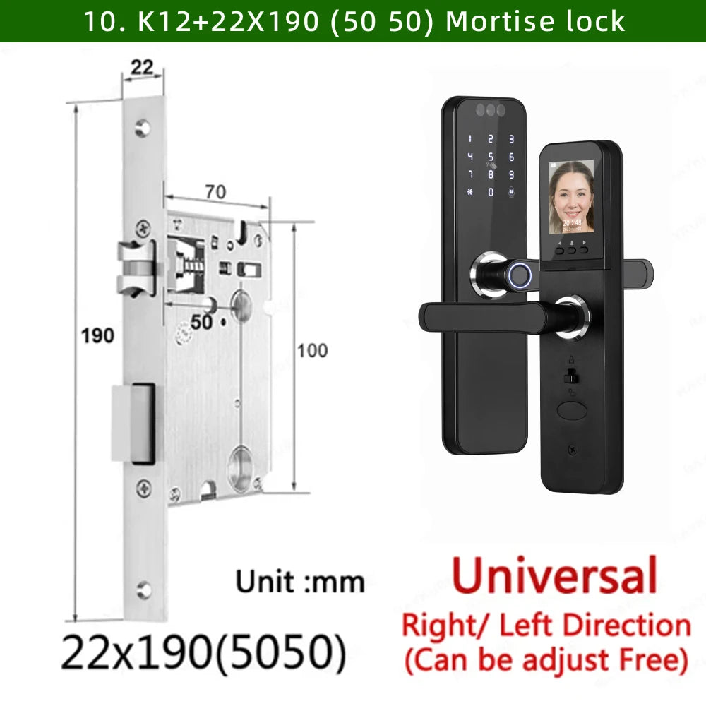 Serrure connectée intelligente WiFi – Reconnaissance faciale 3D, empreinte