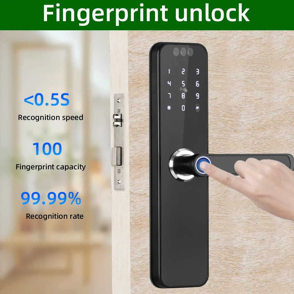 Serrure connectée intelligente WiFi – Reconnaissance faciale 3D, empreinte