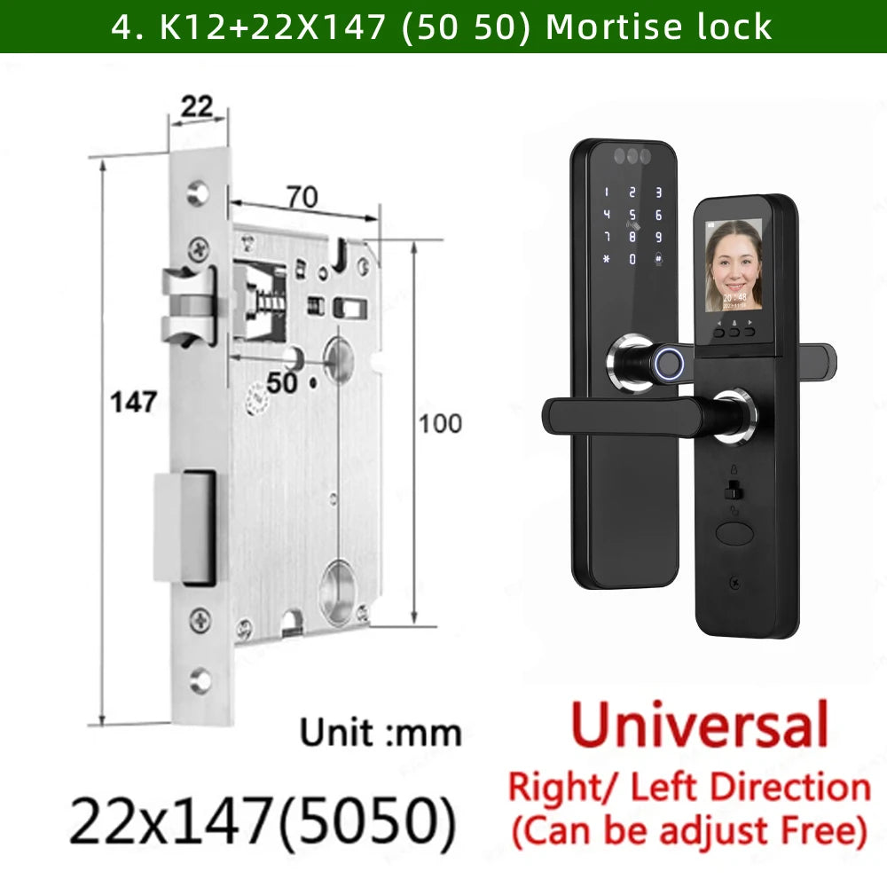 Serrure connectée intelligente WiFi – Reconnaissance faciale 3D, empreinte