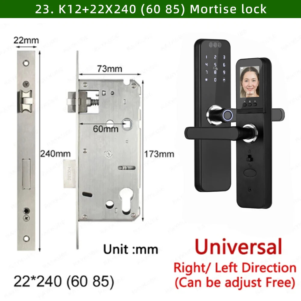 Serrure connectée intelligente WiFi – Reconnaissance faciale 3D, empreinte