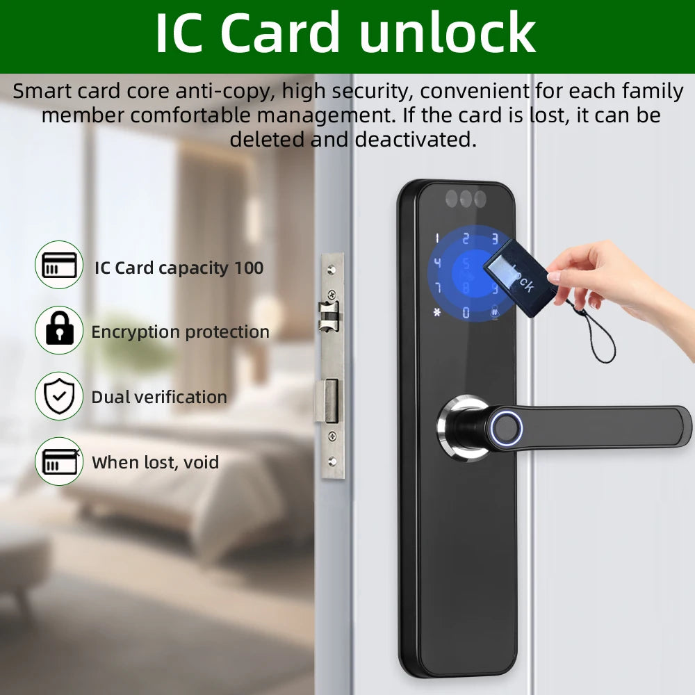 Serrure connectée intelligente WiFi – Reconnaissance faciale 3D, empreinte