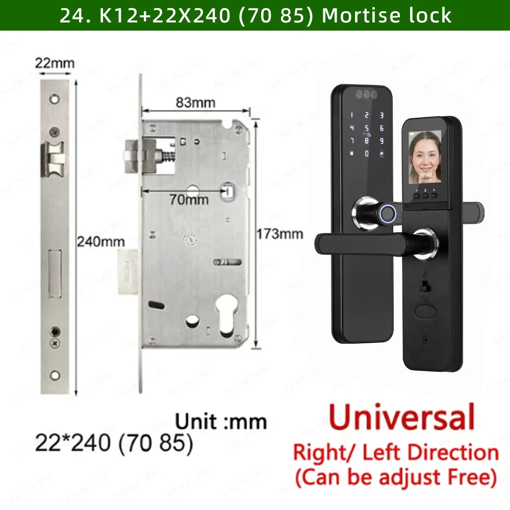 Serrure connectée intelligente WiFi – Reconnaissance faciale 3D, empreinte