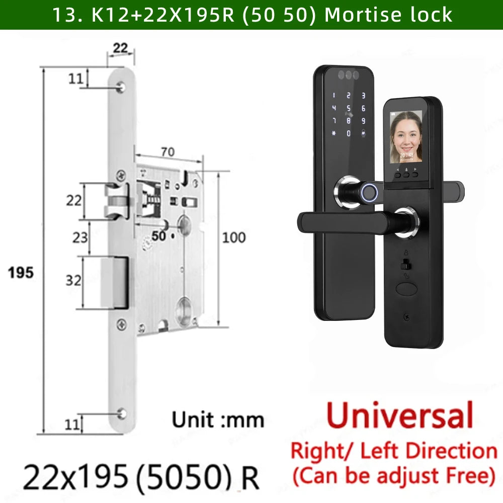 Serrure connectée intelligente WiFi – Reconnaissance faciale 3D, empreinte
