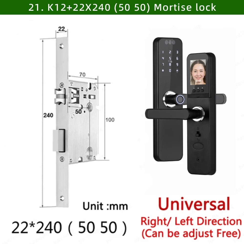 Serrure connectée intelligente WiFi – Reconnaissance faciale 3D, empreinte