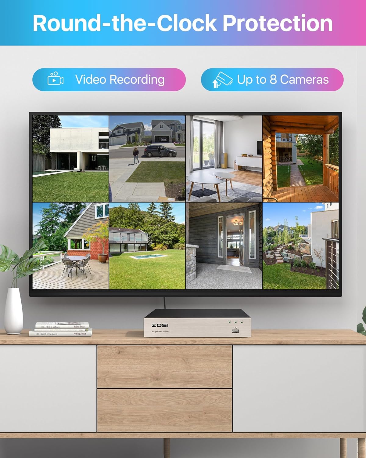 Système de Vidéosurveillance 8 Canaux 1080p – 4 Caméras Extérieures Étanches - Serrures connectée, intelligentes et sécurisées, iSmartLock.fr