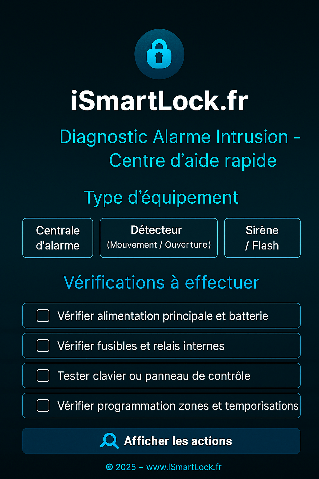 iSmartLock Diagnostic Alarme Intrusion - Serrures connectée, intelligentes et sécurisées, iSmartLock.fr