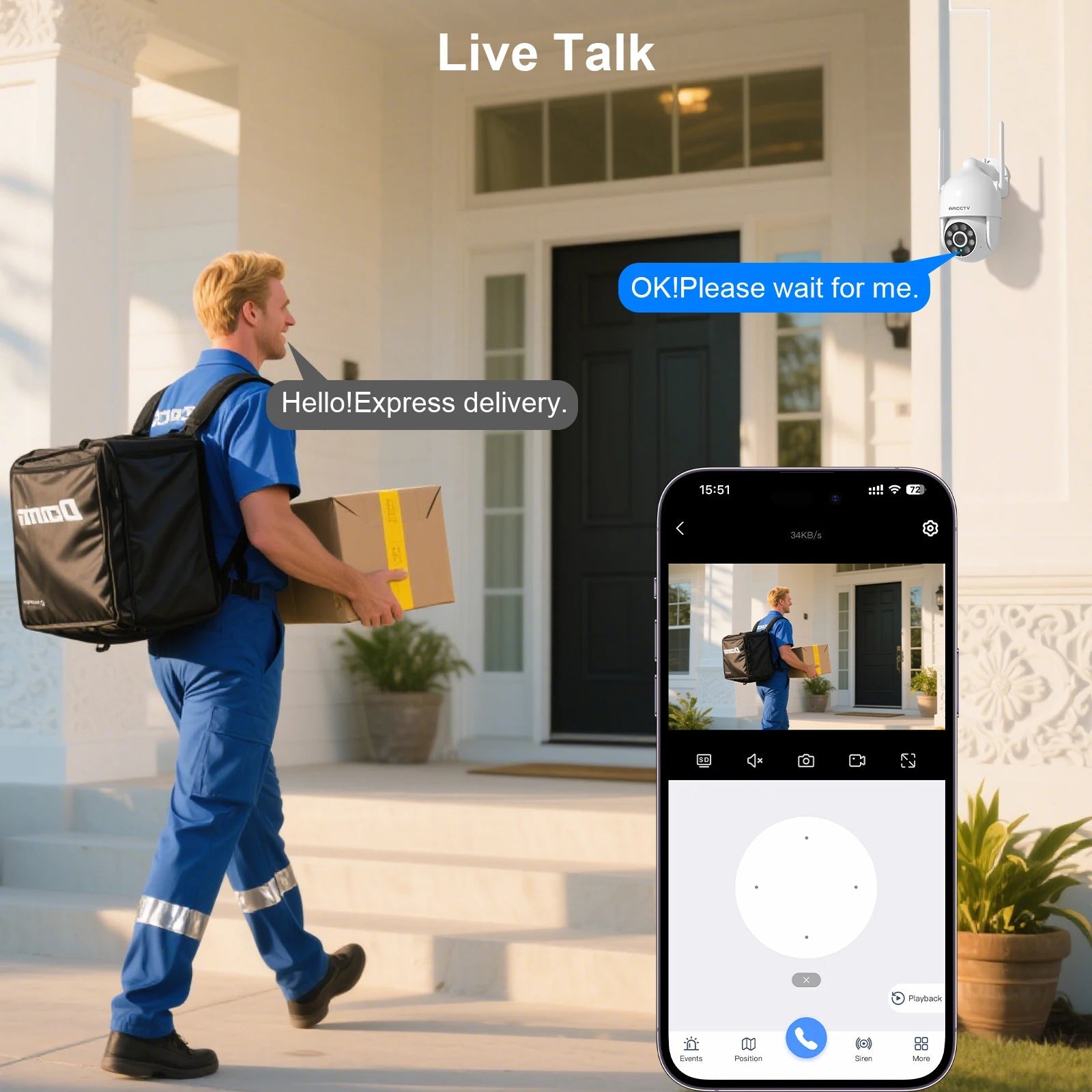Caméra WiFi Intelligente ARCCTV 3MP – Sécurité Totale, Vision Nocturne Couleur - Serrures connectée, intelligentes et sécurisées, iSmartLock.fr
