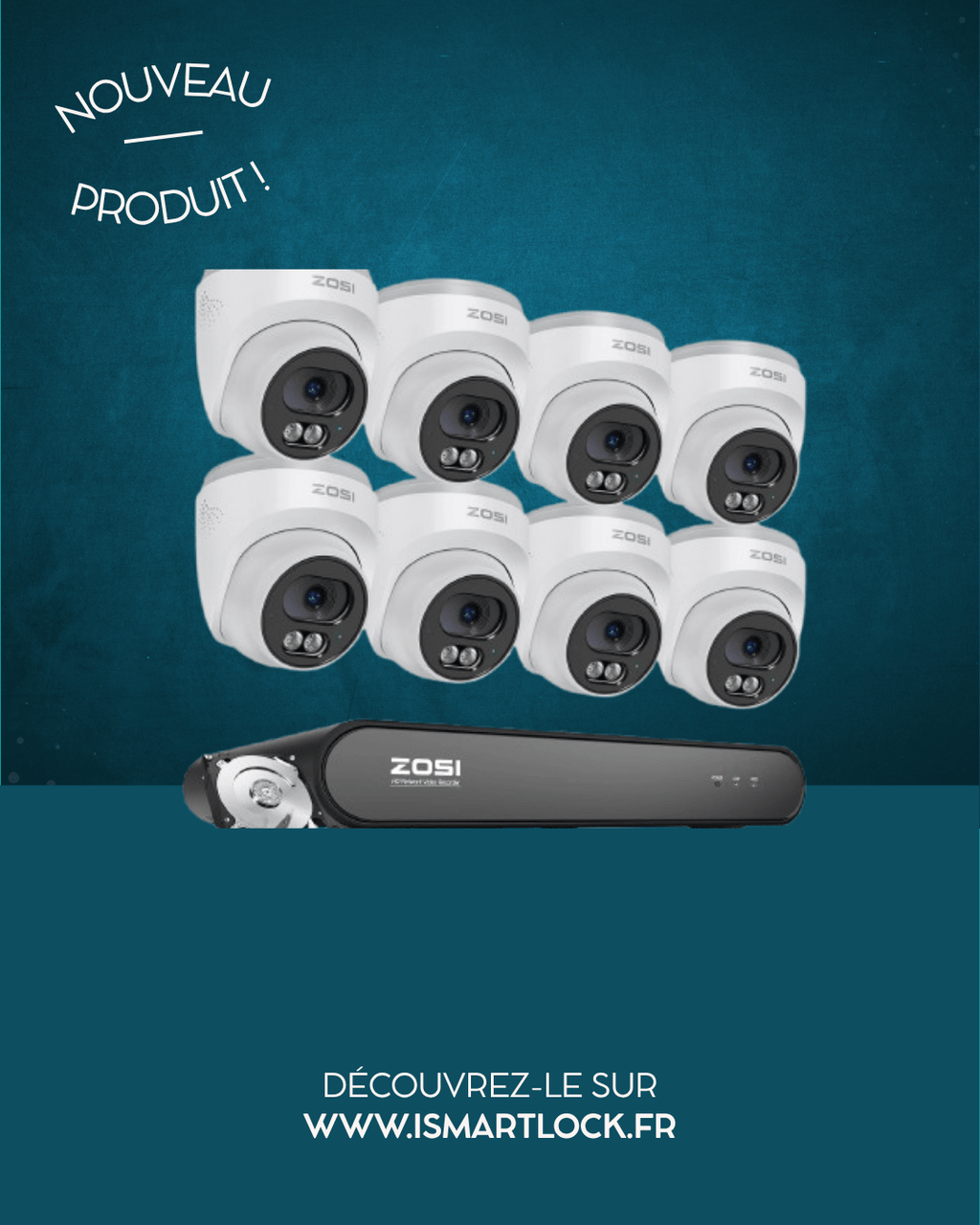 Système de Vidéosurveillance 8 Canaux 1080p – 4 Caméras Extérieures Étanches - Serrures connectée, intelligentes et sécurisées, iSmartLock.fr