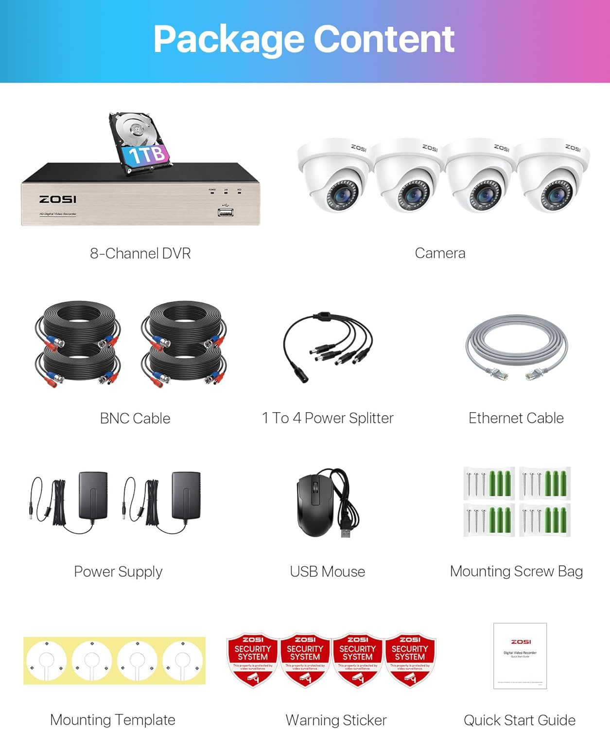 Système de Vidéosurveillance 8 Canaux 1080p – 4 Caméras Extérieures Étanches - Serrures connectée, intelligentes et sécurisées, iSmartLock.fr